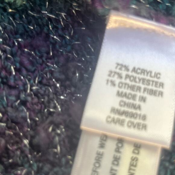 Y2K Relaxed Cozy Rainbow Metallic Knit Boho Fairy Duster Sweater Cardigan Size L - Picture 7 of 7